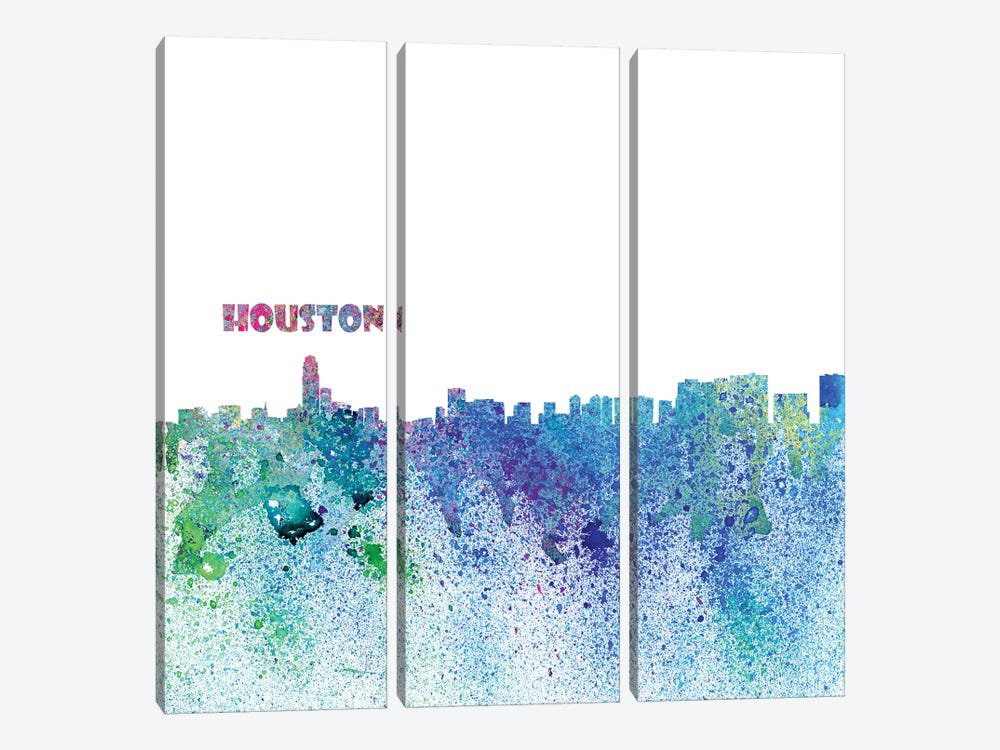 Houston Texas Skyline Silhouette Impressionistic Splash by Markus & Martina Bleichner 3-piece Canvas Print