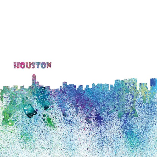 Houston Skylines: Houston Texas Skyline Silhouette Impressionistic Splash by Markus & Martina Bleichner