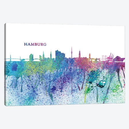 Hamburg Germany Skyline Silhouette Impressionistic Splash Canvas Print #MMB159} by Markus & Martina Bleichner Canvas Print