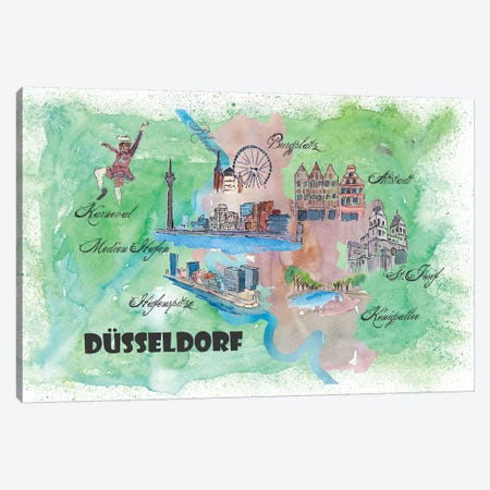 Dusseldorf, Germany Travel Poster Canvas Print #MMB15} by Markus & Martina Bleichner Canvas Art Print