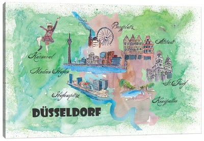 Dusseldorf, Germany Travel Poster Canvas Art Print