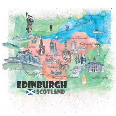Edinburgh, Scotland Travel Poster by Markus & Martina Bleichner canvas print