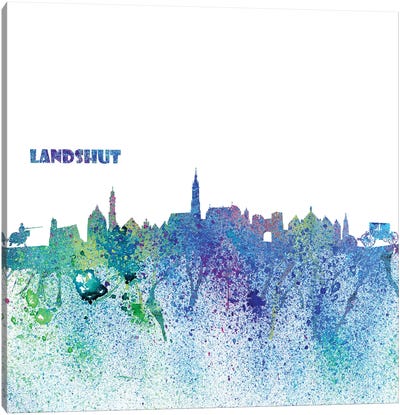 Landshut Germany Skyline Silhouette Impressionistic Splash Canvas Art Print