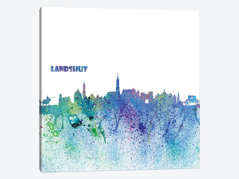 Landshut Germany Skyline Silhouette Impressionistic Splash by Markus & Martina Bleichner 1-piece Canvas Print