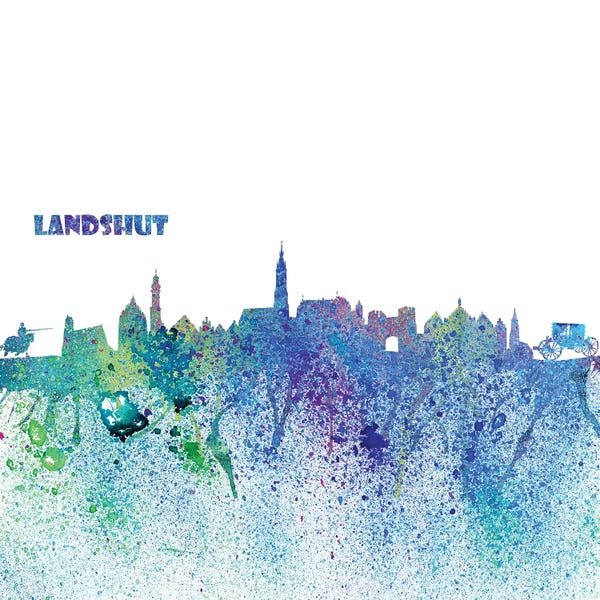 Bavaria: Landshut Germany Skyline Silhouette Impressionistic Splash by Markus & Martina Bleichner