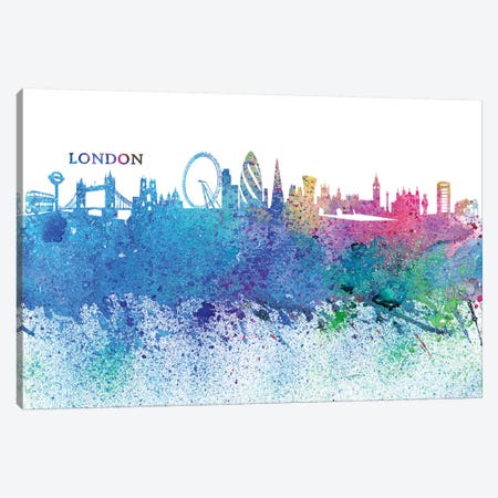 London England Skyline Silhouette Impressionistic Splash Canvas Print #MMB163} by Markus & Martina Bleichner Canvas Artwork