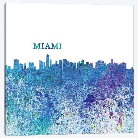 Miami Florida Skyline Silhouette Impressionistic Splash Canvas Print #MMB165} by Markus & Martina Bleichner Canvas Print