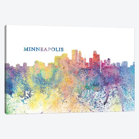 Minneapolis Minnesota Skyline Silhouette Impressionistic Splash Canvas Print #MMB166} by Markus & Martina Bleichner Canvas Art Print