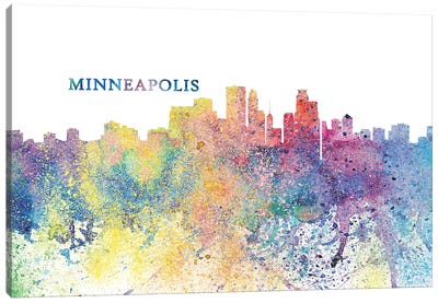 Minneapolis Minnesota Skyline Silhouette Impressionistic Splash Canvas Art Print - Minneapolis Art