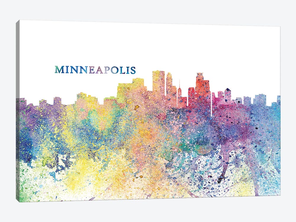 Minneapolis Minnesota Skyline Silhouette Impressionistic Splash by Markus & Martina Bleichner 1-piece Canvas Art