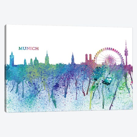Munich Germany Skyline Silhouette Impressionistic Splash Canvas Print #MMB167} by Markus & Martina Bleichner Art Print