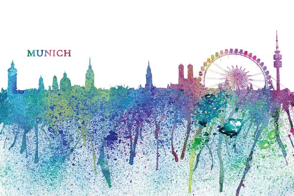 Bavaria: Munich Germany Skyline Silhouette Impressionistic Splash by Markus & Martina Bleichner