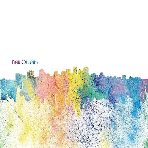 New Orleans Skylines: New Orleans Skyline Silhouette Impressionistic Splash by Markus & Martina Bleichner