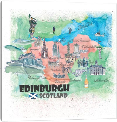 Edinburgh, Scotland Travel Poster Canvas Art Print - Scotland Art