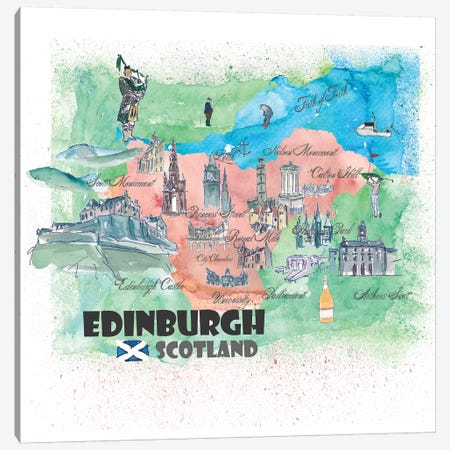 Edinburgh, Scotland Travel Poster Canvas Print #MMB16} by Markus & Martina Bleichner Art Print