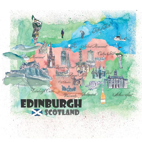 Markus & Martina Bleichner: Edinburgh, Scotland Travel Poster by Markus & Martina Bleichner