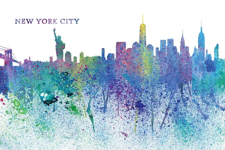 New York City Skyline Silhouette Impressionistic Splash