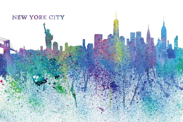 New York City Skylines: New York City Skyline Silhouette Impressionistic Splash by Markus & Martina Bleichner