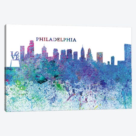 Philadelphia Pennsylvania Skyline Silhouette Impressionistic Splash Canvas Print #MMB171} by Markus & Martina Bleichner Canvas Art Print