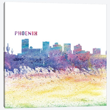 Phoenix Arizona Skyline Silhouette Impressionistic Splash Canvas Print #MMB172} by Markus & Martina Bleichner Canvas Print