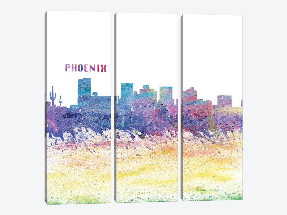 Phoenix Arizona Skyline Silhouette Impressionistic Splash by Markus & Martina Bleichner 3-piece Art Print