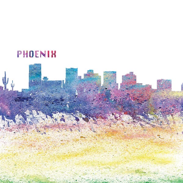 Phoenix: Phoenix Arizona Skyline Silhouette Impressionistic Splash by Markus & Martina Bleichner