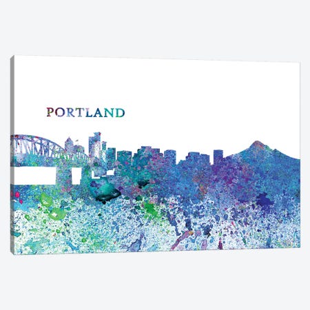 Portland Oregon Skyline Silhouette Impressionistic Splash Canvas Print #MMB174} by Markus & Martina Bleichner Canvas Art