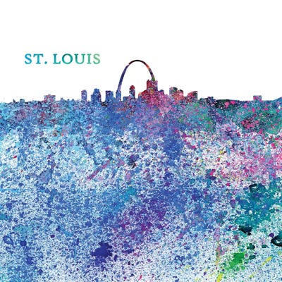 St Louis Missouri Skyline Silhouette Impressionistic Splash by Markus & Martina Bleichner framed canvas print