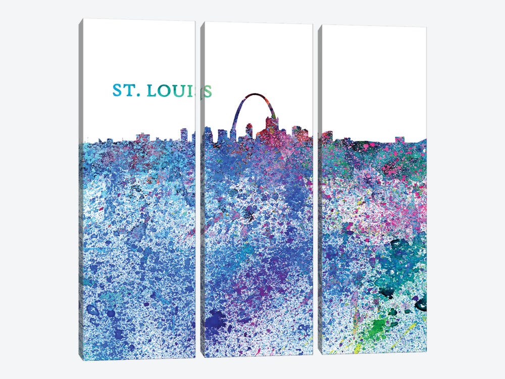 St Louis Missouri Skyline Silhouette Impressionistic Splash by Markus & Martina Bleichner 3-piece Canvas Wall Art