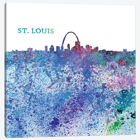 St Louis Missouri Skyline Silhouette Impressionistic Splash Canvas Print #MMB175} by Markus & Martina Bleichner Canvas Wall Art