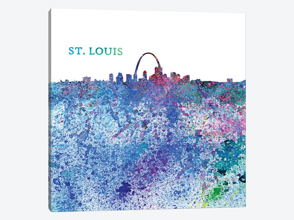 St Louis Missouri Skyline Silhouette Impressionistic Splash by Markus & Martina Bleichner 1-piece Canvas Wall Art