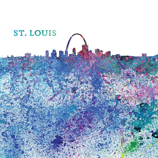 St. Louis: St Louis Missouri Skyline Silhouette Impressionistic Splash by Markus & Martina Bleichner