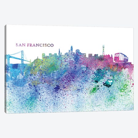 San Francisco California Skyline Silhouette Impressionistic Splash Canvas Print #MMB177} by Markus & Martina Bleichner Canvas Artwork
