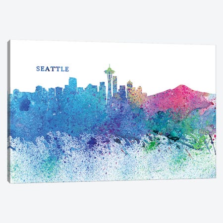 Seattle Washington Skyline Silhouette Impressionistic Splash Canvas Print #MMB179} by Markus & Martina Bleichner Canvas Art Print