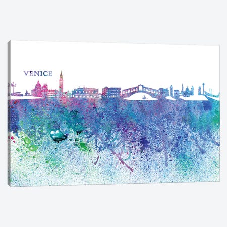Venice Italy Skyline Silhouette Impressionistic Splash Canvas Print #MMB180} by Markus & Martina Bleichner Canvas Wall Art