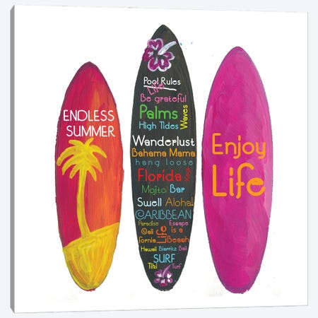 Surfboard Philosophy - Enjoy Life, Travel And Surf Canvas Print #MMB186} by Markus & Martina Bleichner Canvas Print