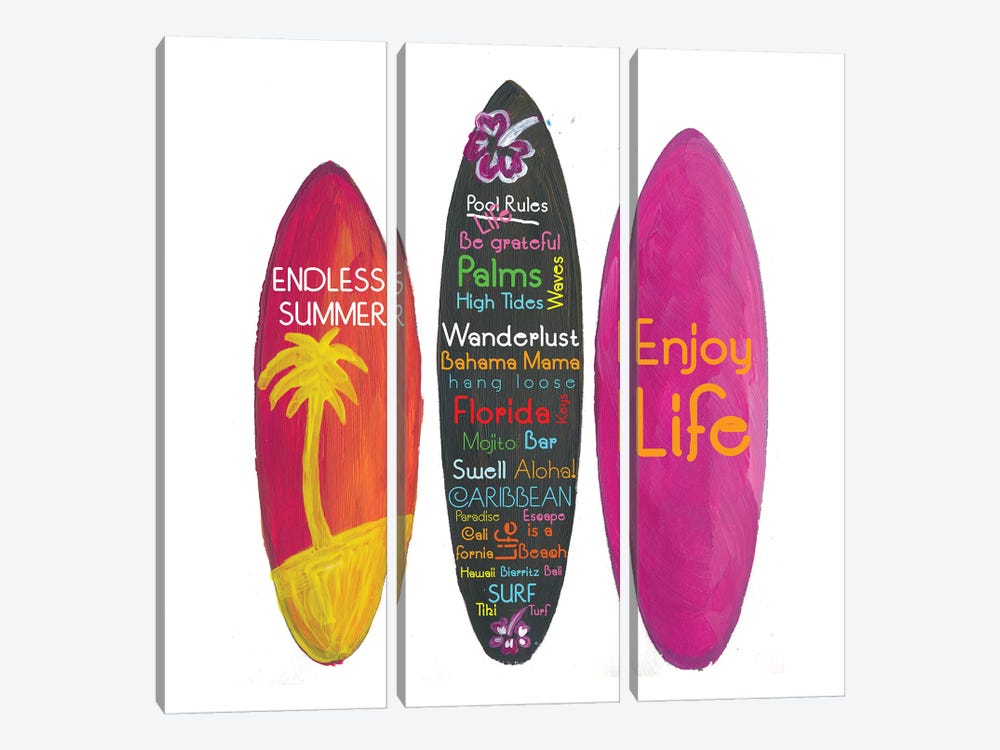 Surfboard Philosophy - Enjoy Life, Travel And Surf by Markus & Martina Bleichner 3-piece Canvas Art