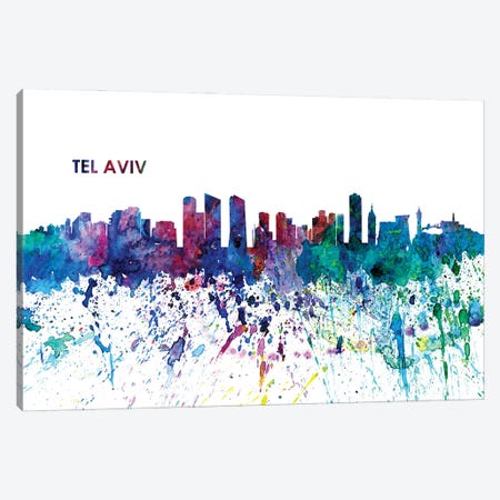 Tel Aviv Israel Skyline Impressionistic Splash Canvas Print #MMB187} by Markus & Martina Bleichner Canvas Print