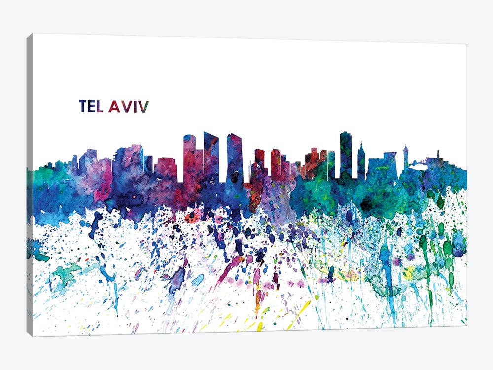 Tel Aviv Israel Skyline Impressionistic Splash by Markus & Martina Bleichner 1-piece Canvas Print