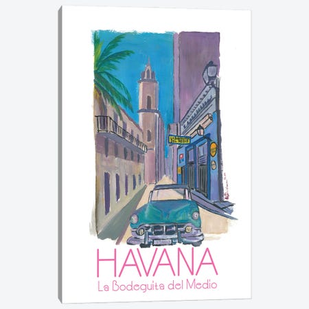 Havana Cuba La Bodeguita Del Medio Retro Poster Canvas Print #MMB188} by Markus & Martina Bleichner Canvas Wall Art