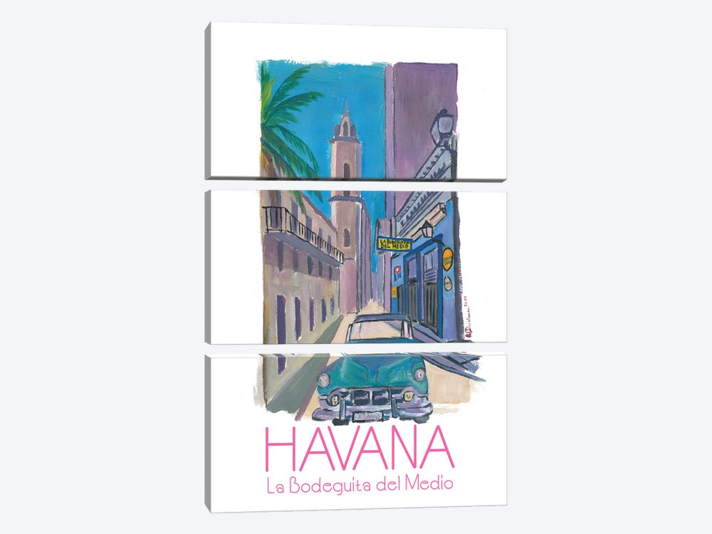 Havana Cuba La Bodeguita Del Medio Retro Poster by Markus & Martina Bleichner 3-piece Canvas Art