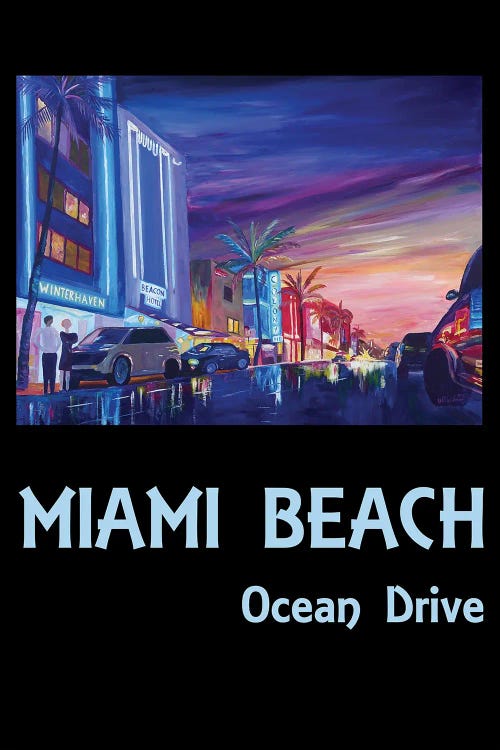 Miami Beach Ocean Drive Poster by Markus & Martina Bleichner wall art