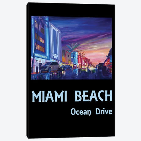 Miami Beach Ocean Drive Poster Canvas Print #MMB189} by Markus & Martina Bleichner Canvas Art