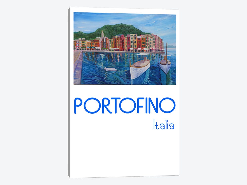 Retro Poster Portofino Mediterranean Pearl Of The Italian Riviera by Markus & Martina Bleichner 1-piece Canvas Wall Art