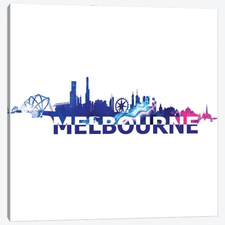 Melbourne Australia Skyline Scissor Cut Giant Text Canvas Print #MMB192} by Markus & Martina Bleichner Canvas Art Print
