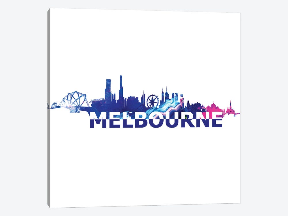 Melbourne Australia Skyline Scissor Cut Giant Text by Markus & Martina Bleichner 1-piece Canvas Print