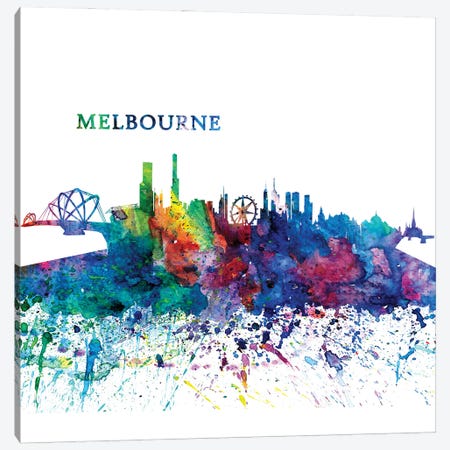 Melbourne Australia Skyline Silhouette Impressionistic Splash Canvas Print #MMB193} by Markus & Martina Bleichner Canvas Print