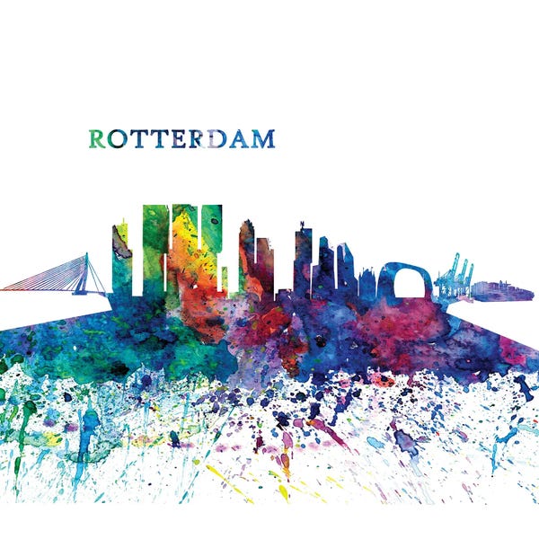 Rotterdam: Rotterdam Holland Skyline Silhouette Impressionistic Splash by Markus & Martina Bleichner