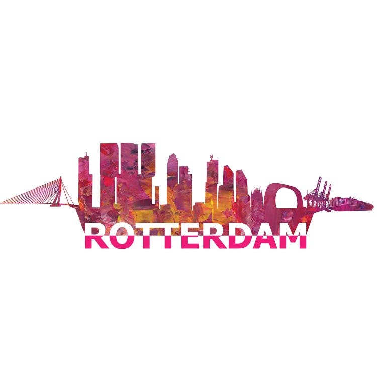 Rotterdam Holland Skyline Scissor Cut Giant Text