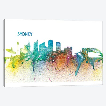 Sydney Australia Skyline Silhouette Impressionistic Splash Canvas Print #MMB196} by Markus & Martina Bleichner Canvas Artwork